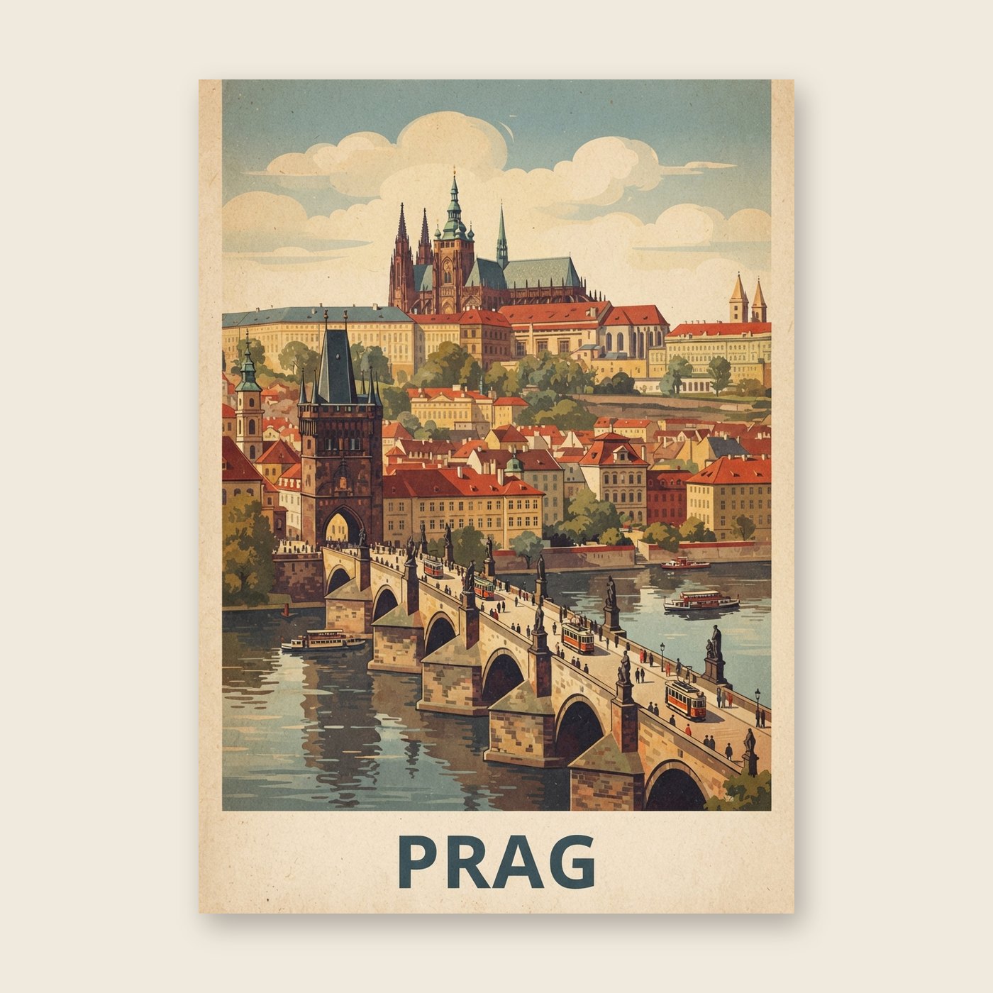 Vintage Prag – Poster (mit Spruch)