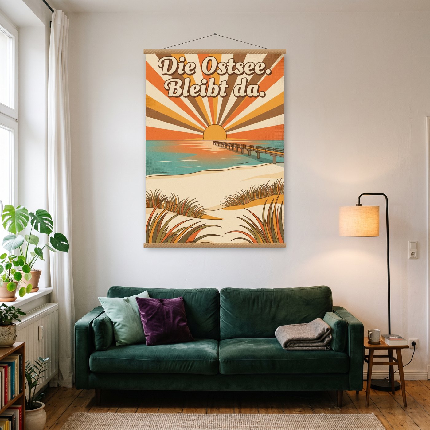 Die Ostsee. Bleibt da – Poster mit Posterleiste an der Wand