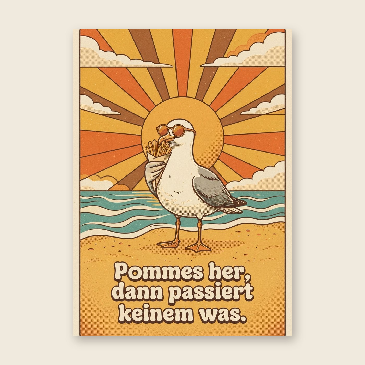 Möwe will Pommes – Poster (mit Spruch)