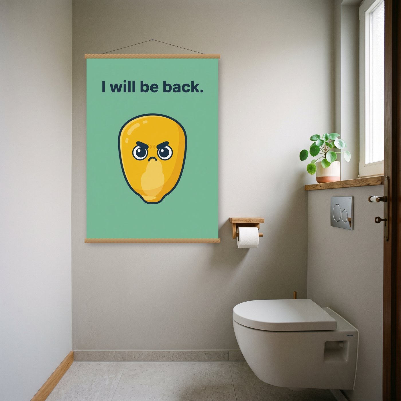 Maiskorn: I will be back – Poster mit Posterleiste an der Wand