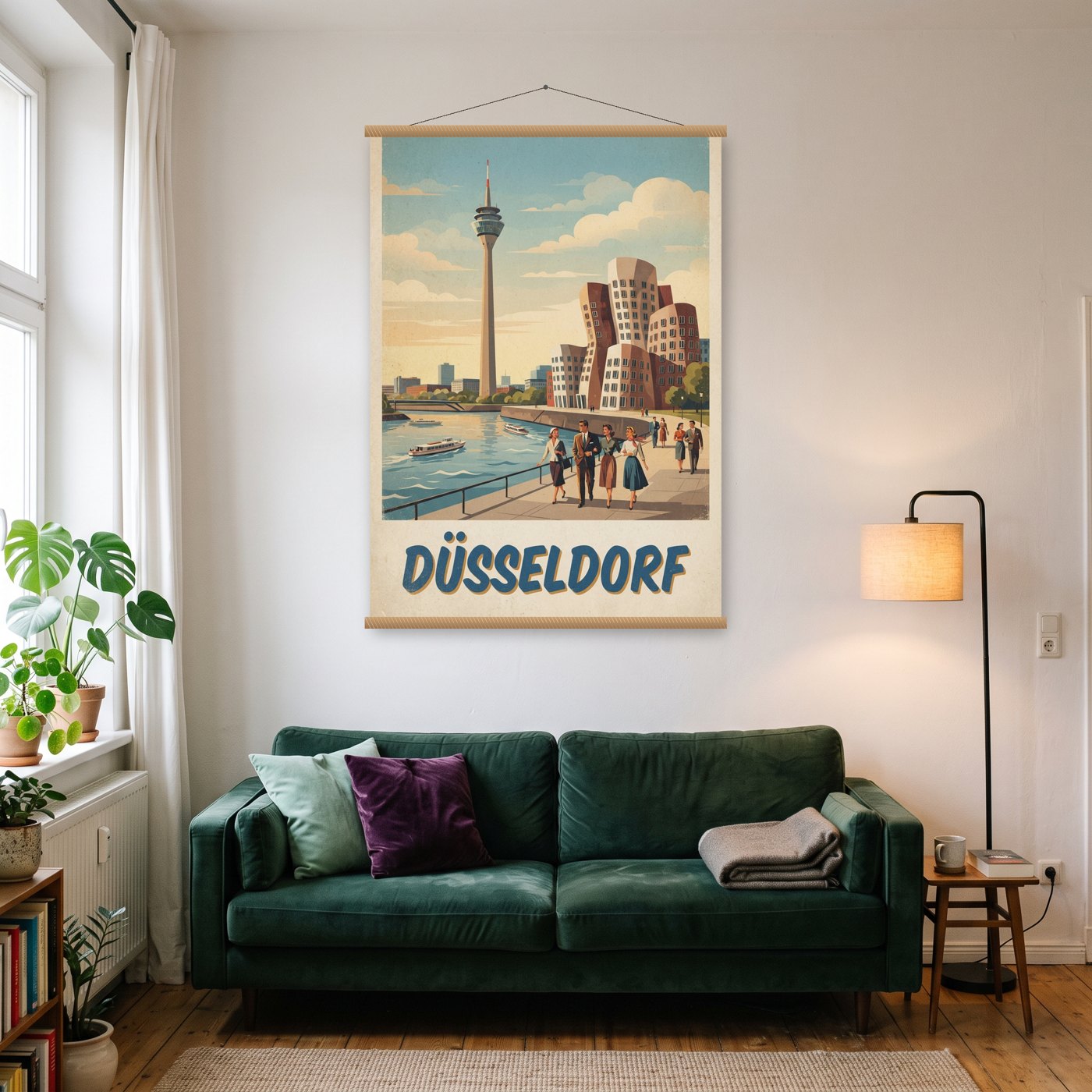 Vintage Düsseldorf – Poster mit Posterleiste an der Wand