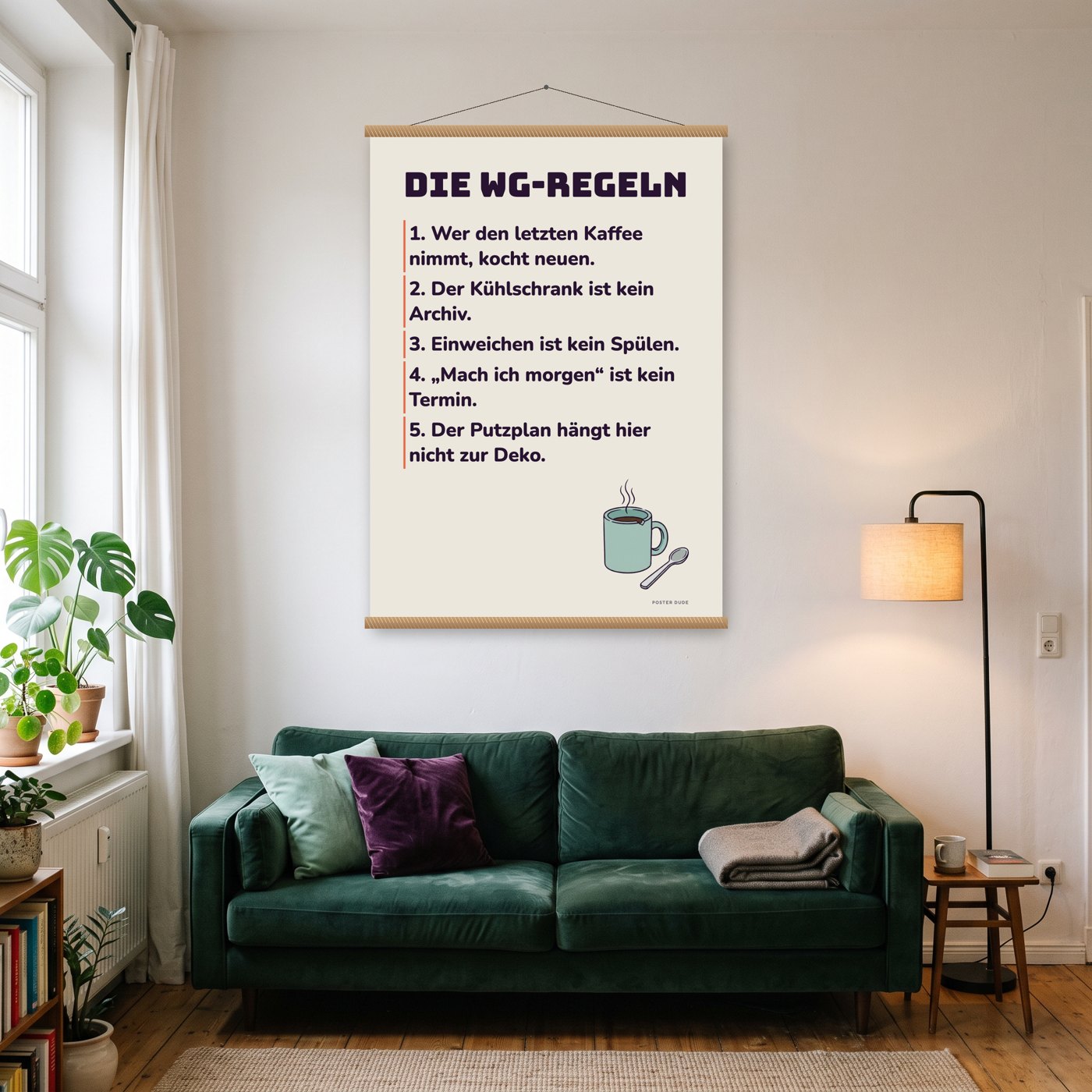 WG-Regeln – Poster mit Posterleiste an der Wand