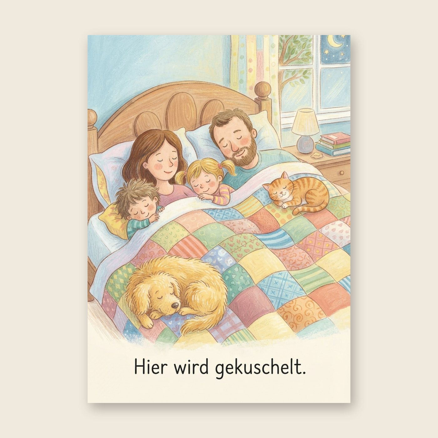 Alle ins große Bett – Poster (mit Spruch)