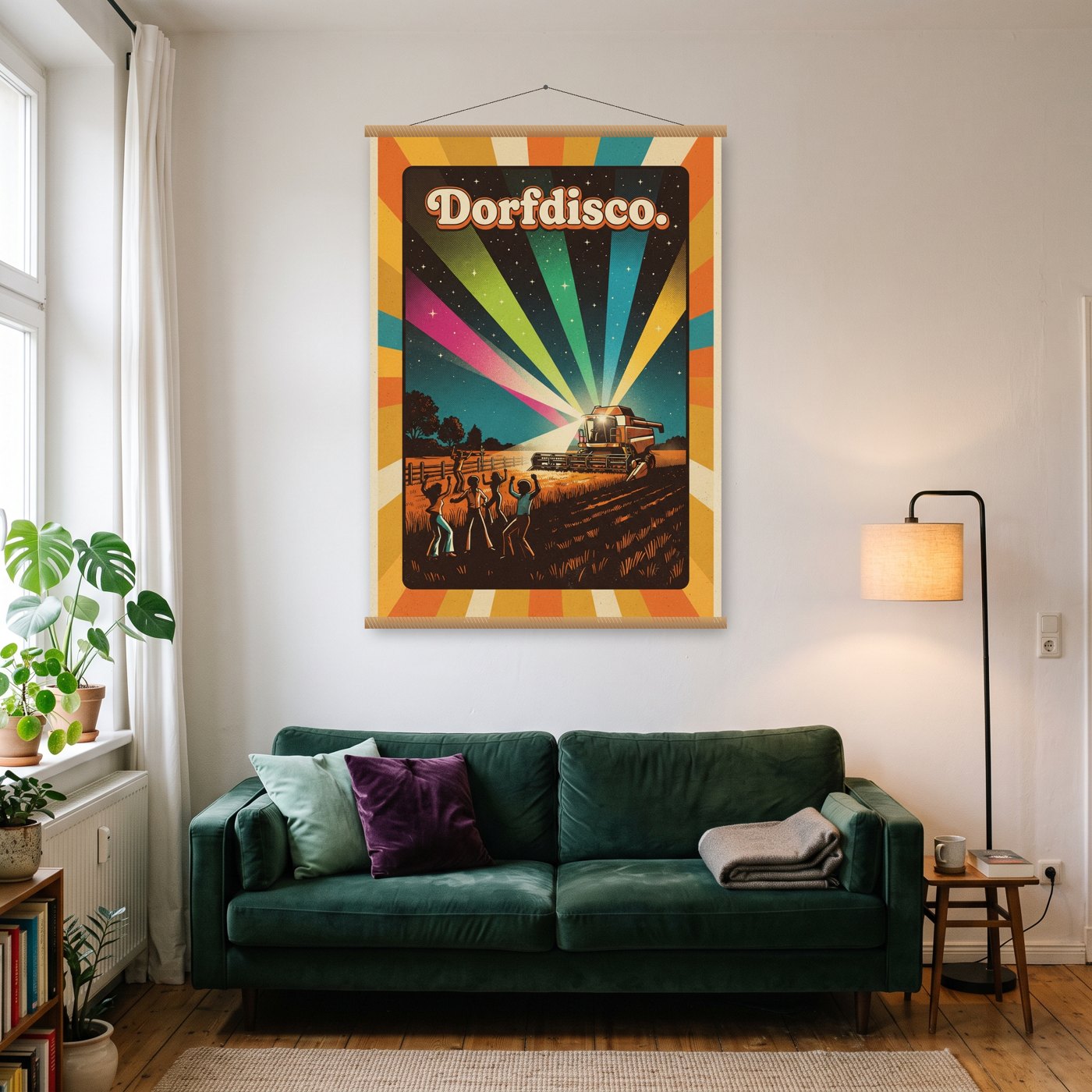 Dorfdisco – Poster mit Posterleiste an der Wand