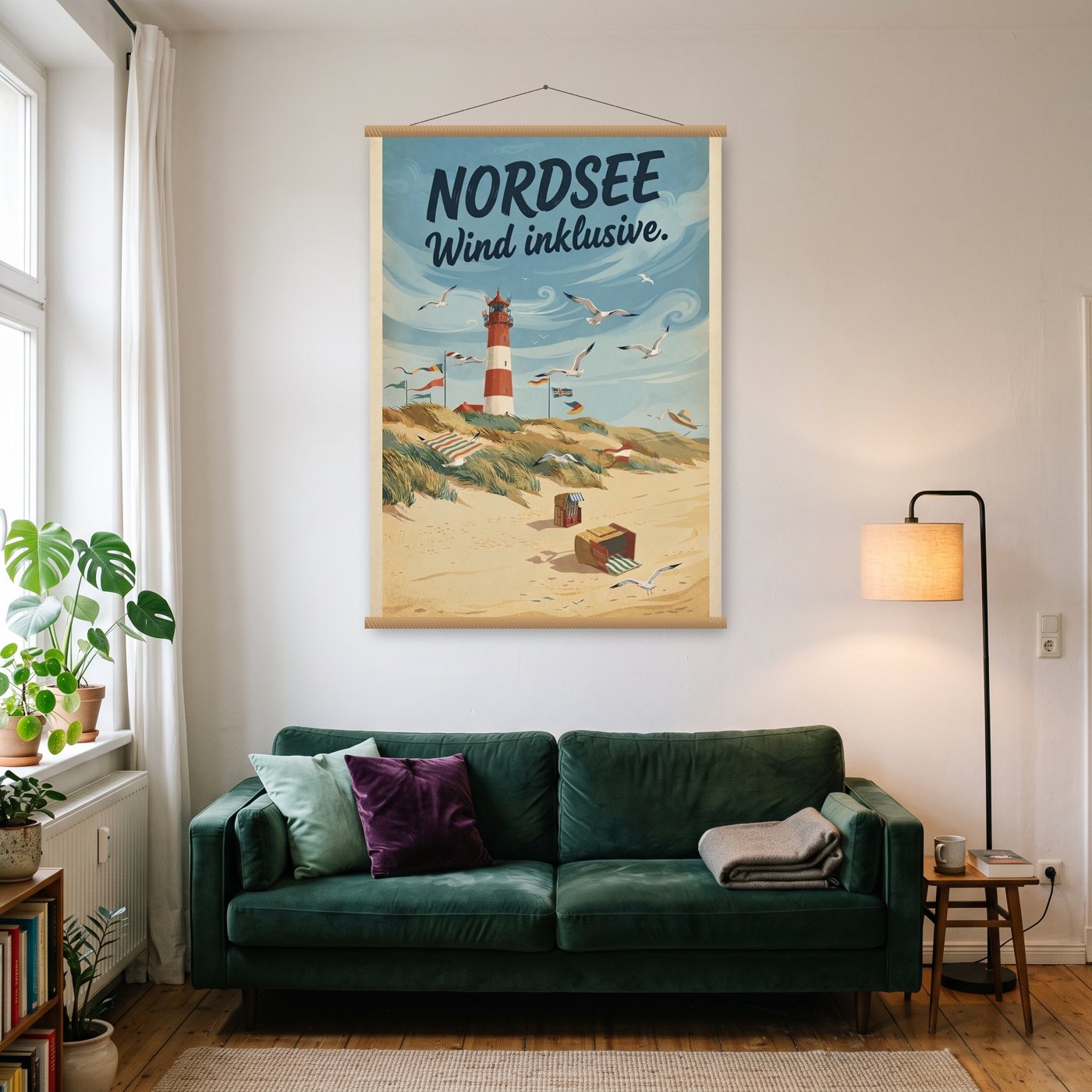 Vintage Nordsee – Poster mit Posterleiste an der Wand