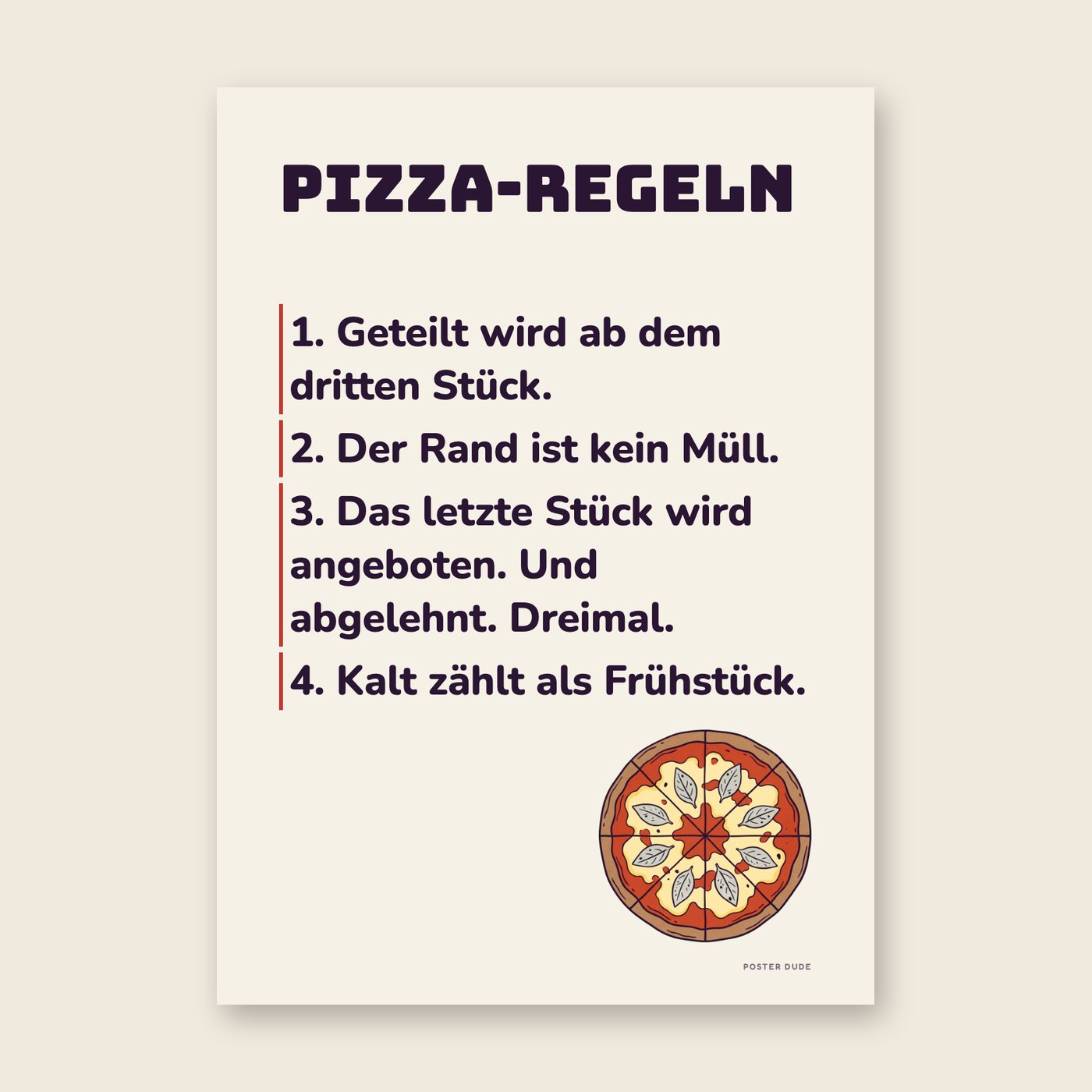Pizza-Regeln – Poster