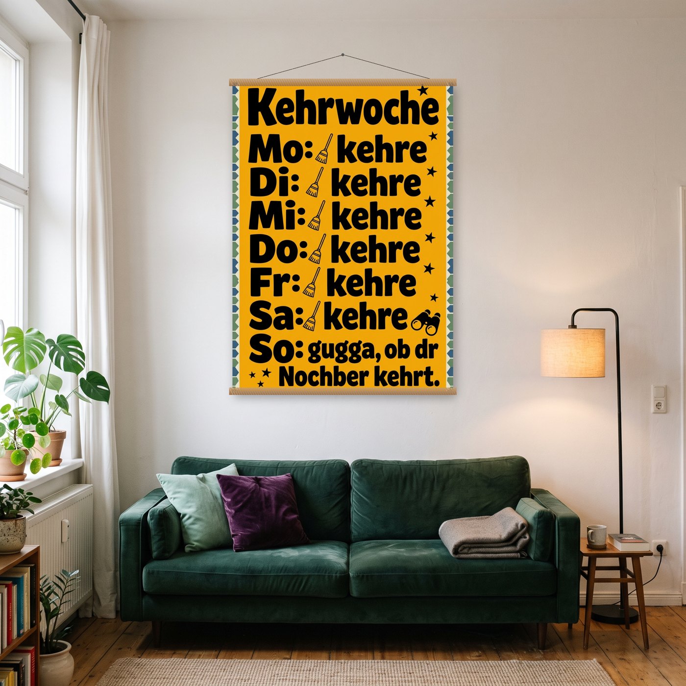 Kehrwoche – Poster mit Posterleiste an der Wand