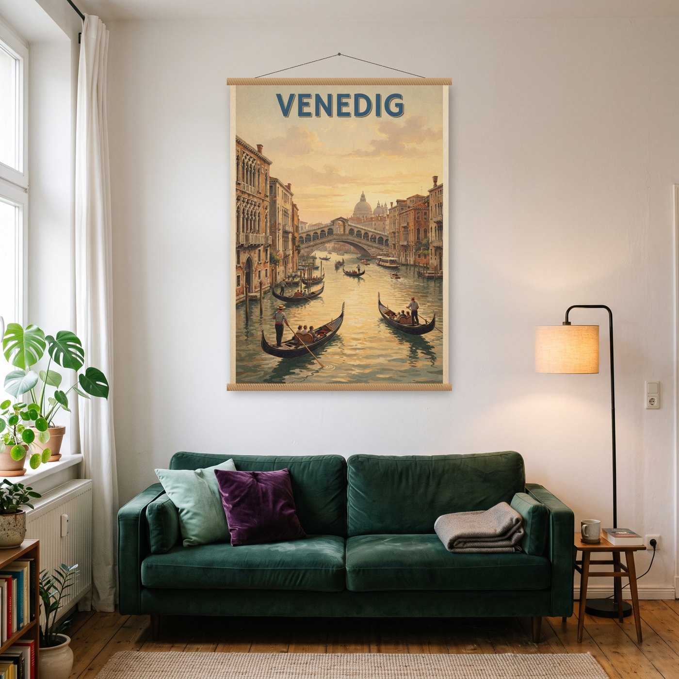 Vintage Venedig – Poster mit Posterleiste an der Wand